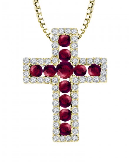 CROSS COLORED STONE DIAMOND PENDANT (TP1350)